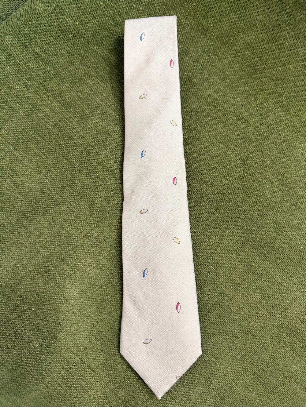 Gloria Vanderbilt Cream Tie with Blue, Pink, Yellow & Tan Ovals